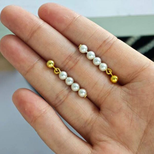 Mini Pearl Sugarcane Shape Cute Girl Earrings 2cm White Shell Beads String Temperament Ladies Earrings Daily Jewelry Accessories - Image 3