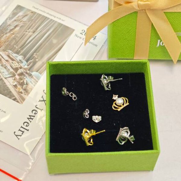 Freshwater Pearl Girls Earrings AA+ Lustrous Bread Beads Crown Shape Inlaid Zirconia Ladies Ear Stud Daily Jewelry Accessories - Image 5
